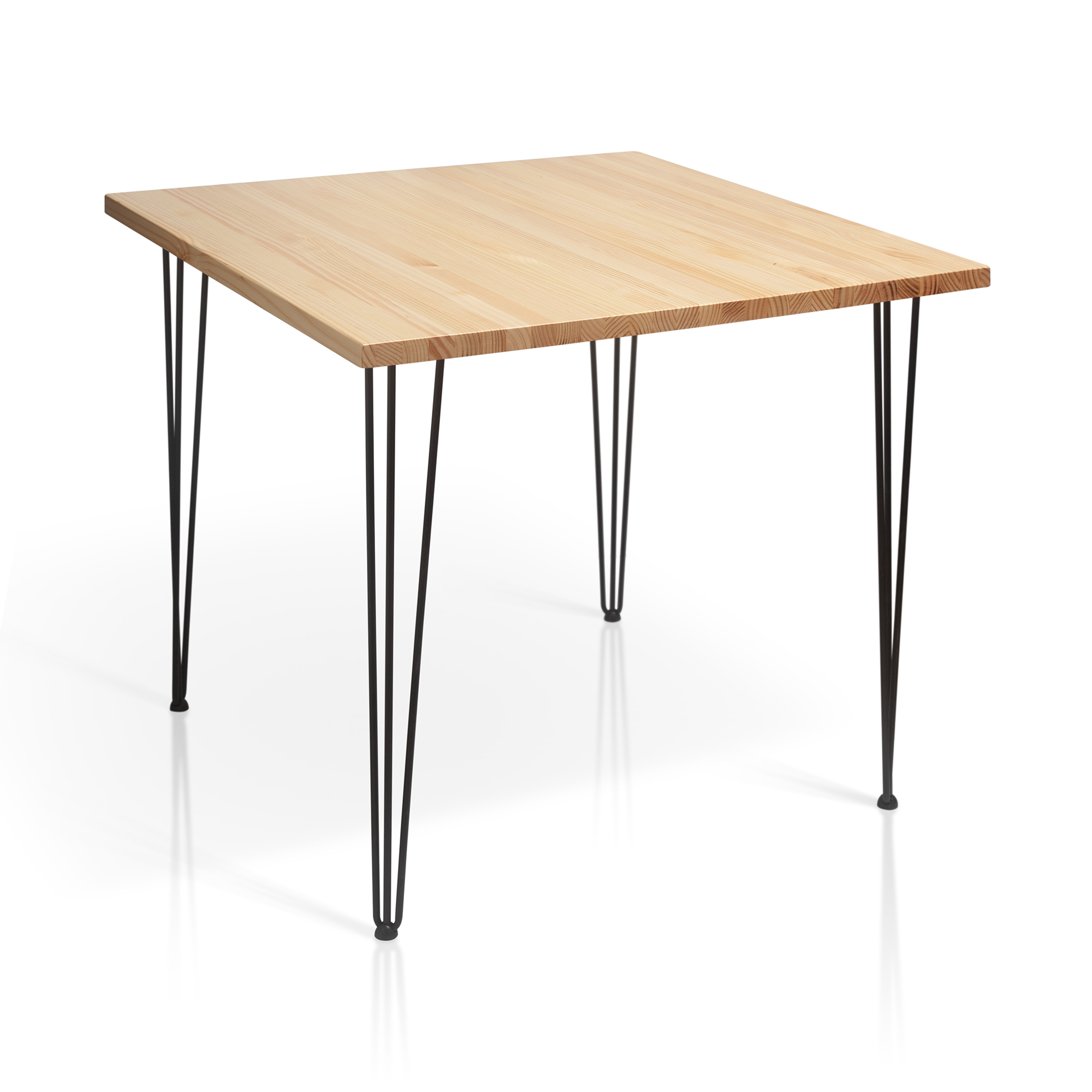 MESA_PRISMA_001 Mesa de comedor cuadrada de madera maciza y hierro modelo Prisma.