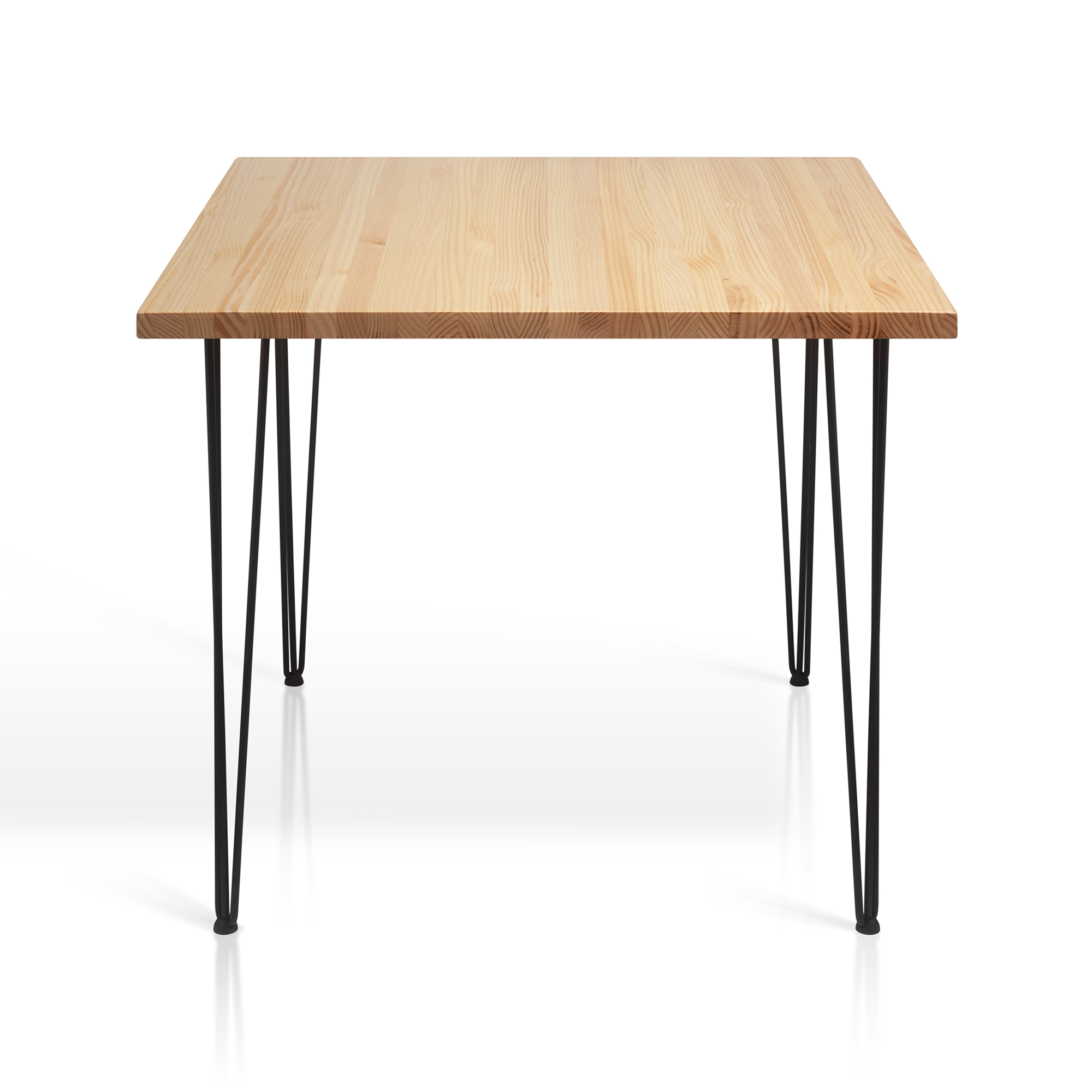 MESA_PRISMA_002 Mesa de comedor cuadrada de madera maciza y hierro modelo Prisma.