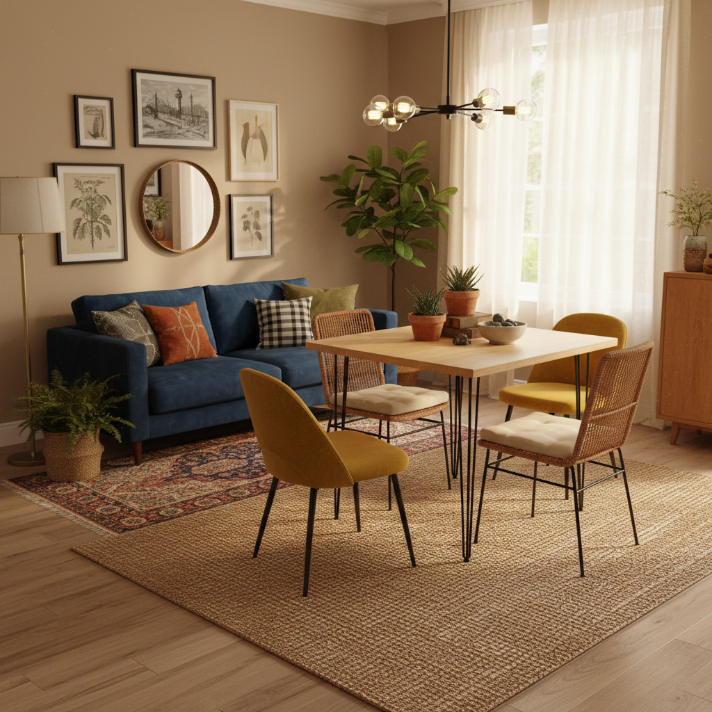 MESA_PRISMA_013 Mesa de comedor cuadrada de madera maciza y hierro modelo Prisma.